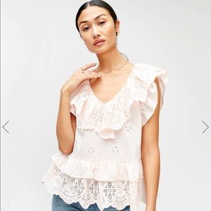 7 For All Mankind Double Eyelet Top in Pink